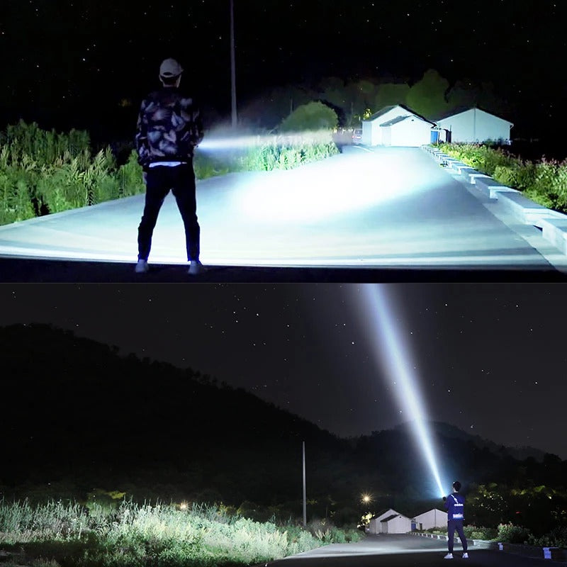 High-Power Rechargeable LED Flashlight - Super Bright Outdoor Torch with Adjustable Focus
