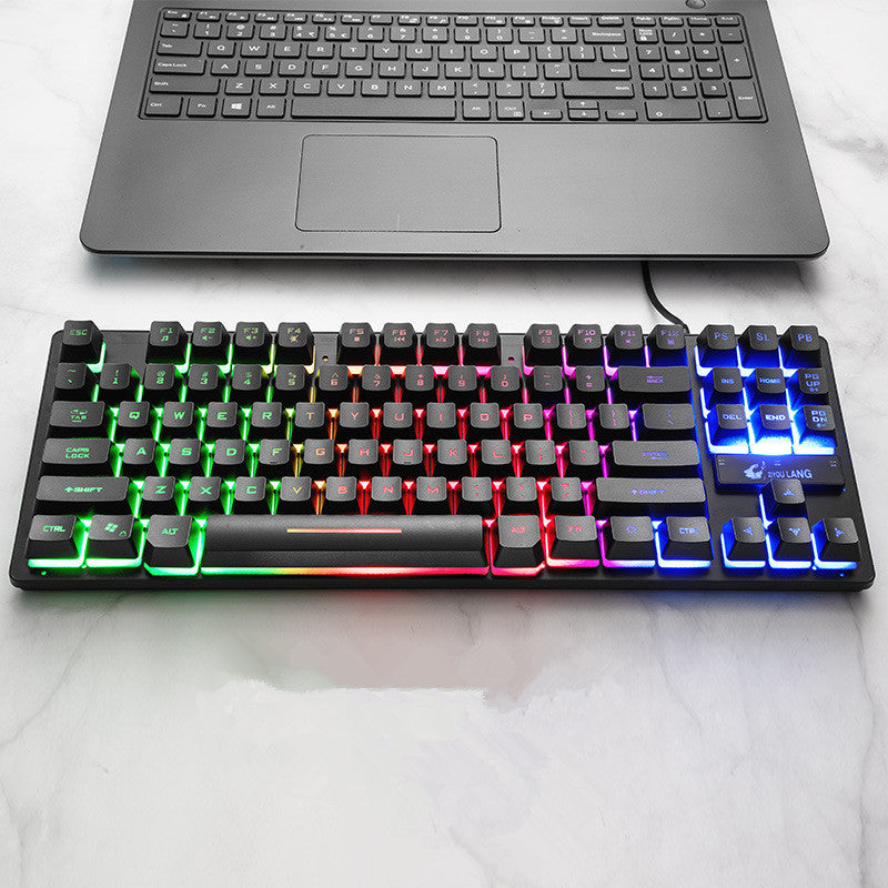 Rainbow LED Gaming Keyboard with Floating Keys - Durable Wired USB Keyboard for Notebook/PC
