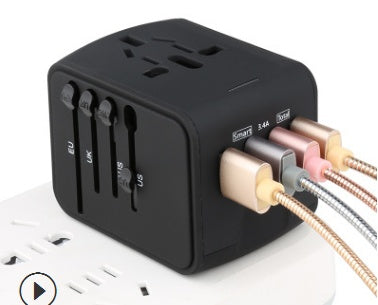 Multi-Port Universal Travel Plug Adapter - USB Quick Charge Wall Socket for US, EU, UK, AU