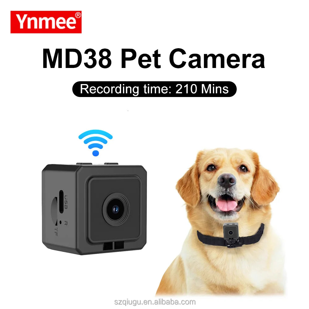 Ynmee MD38 1080P 120 Wide-Angle CMOS Sensor SD Card Action Mini WiFi Camera for Dogs-iOS/Android Compatible Outdoor Use