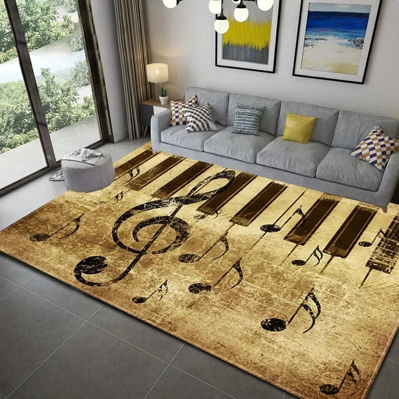 3D Piano Printed Music Non-slip Area Rugs Bedside Sofa Kids Play Crawl Floor Mat Carpets for Home Living Room Bedroom Decoration