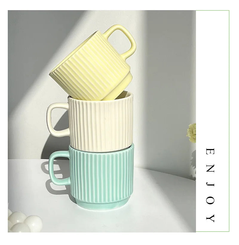 260ml Retro Ceramic Coffee Cup with Saucer – European Style Tea Set