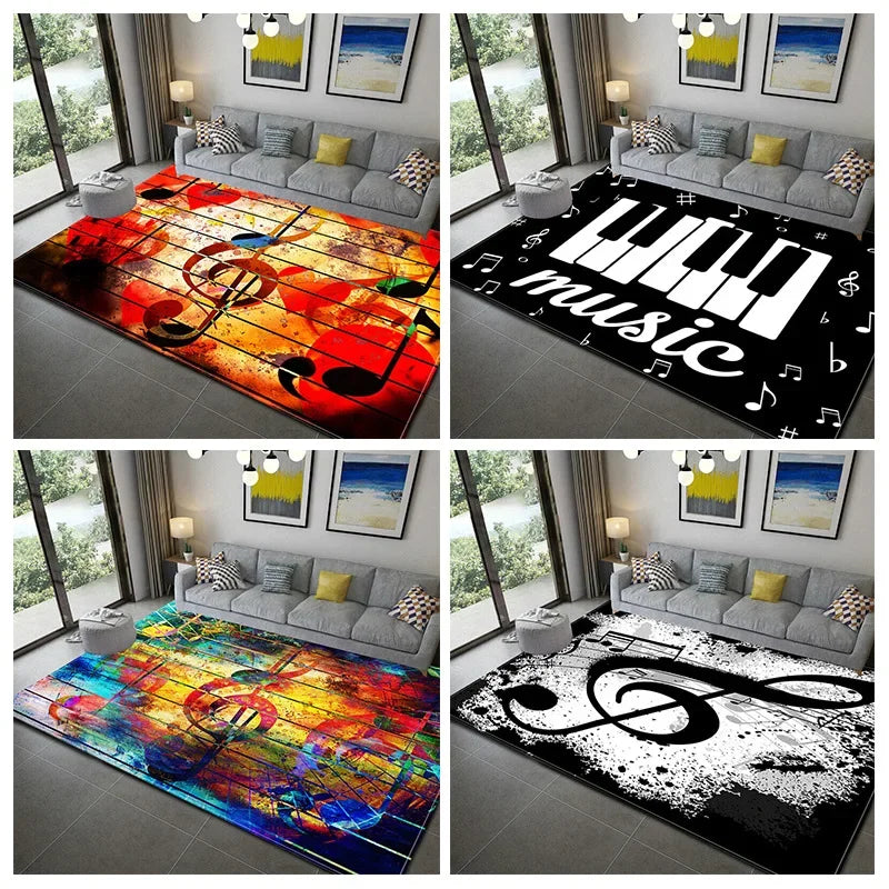 3D Piano Printed Music Non-slip Area Rugs Bedside Sofa Kids Play Crawl Floor Mat Carpets for Home Living Room Bedroom Decoration