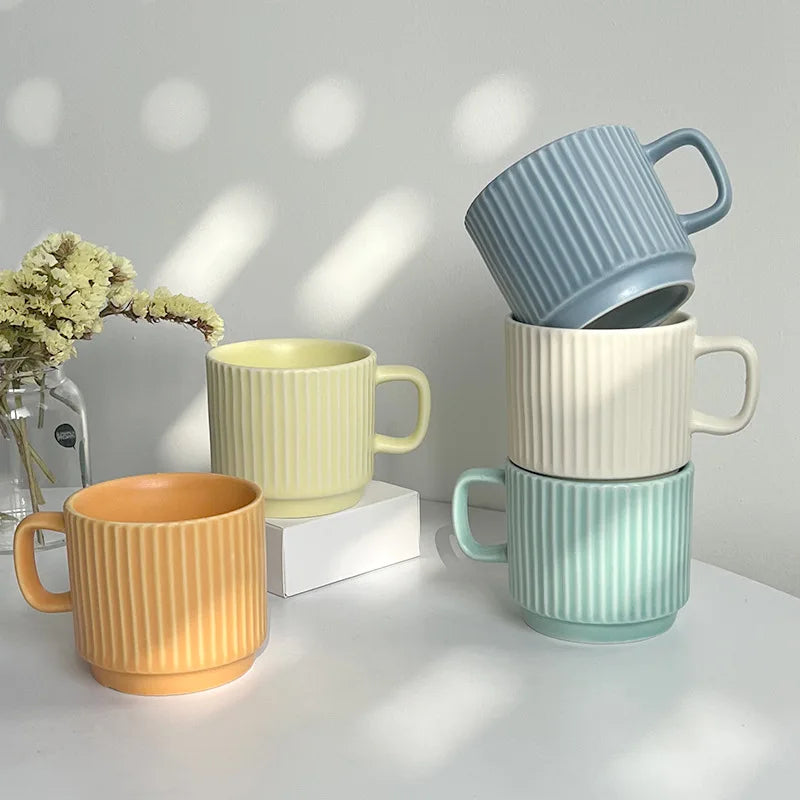 260ml Retro Ceramic Coffee Cup with Saucer – European Style Tea Set