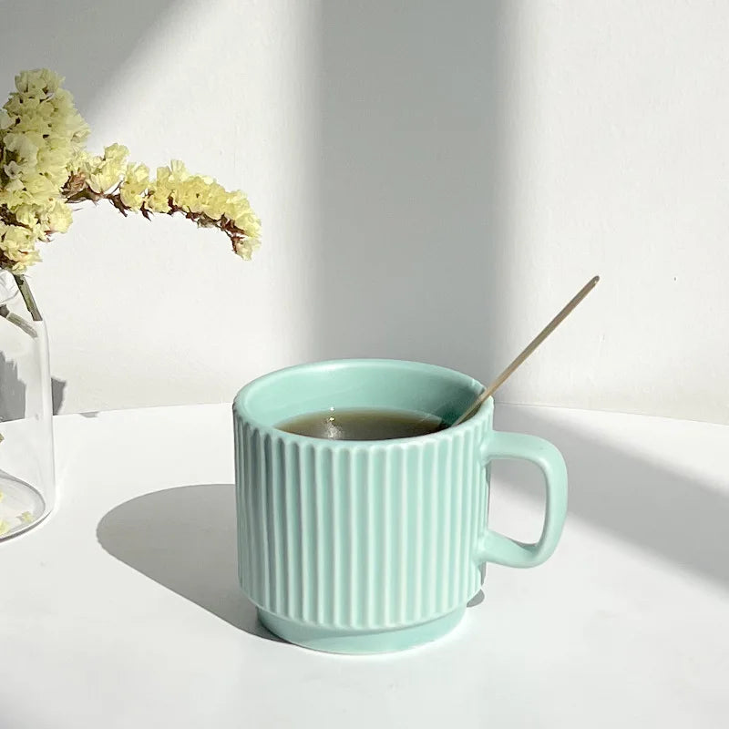 260ml Retro Ceramic Coffee Cup with Saucer – European Style Tea Set