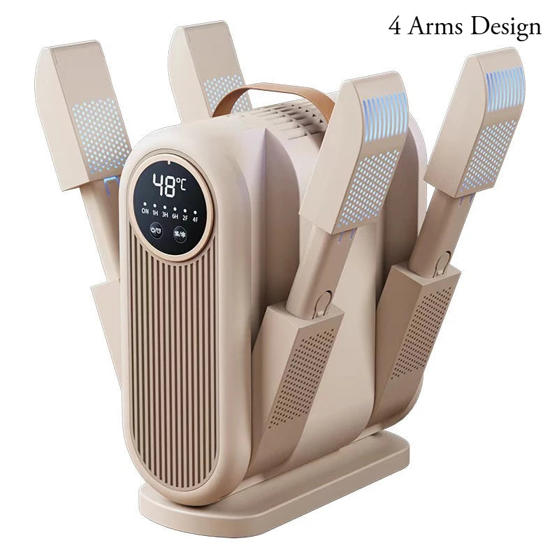 Foldable 6-Arm Shoe & Boot Dryer – Electric Heater with Timer