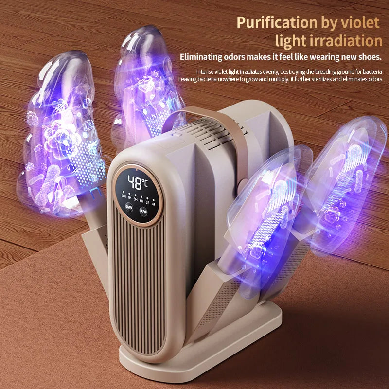 Foldable 6-Arm Shoe & Boot Dryer – Electric Heater with Timer