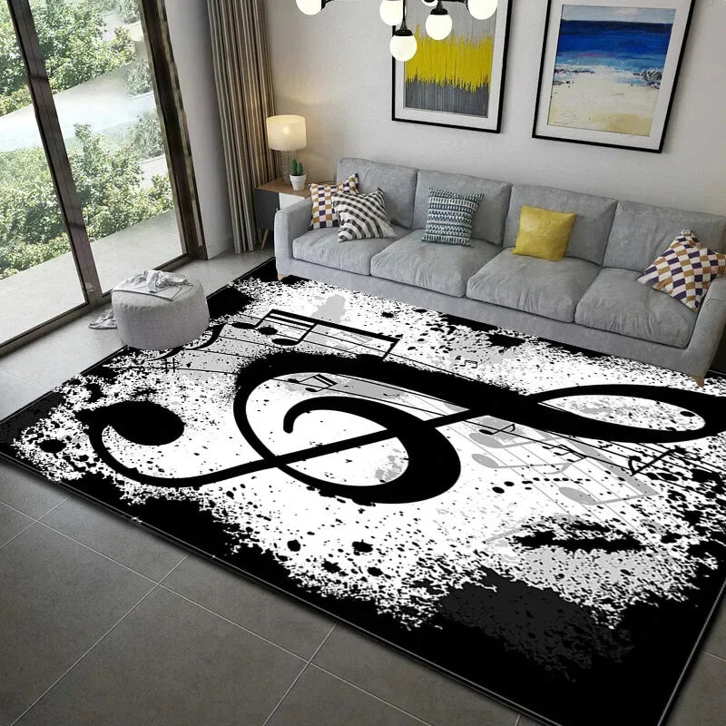 3D Piano Printed Music Non-slip Area Rugs Bedside Sofa Kids Play Crawl Floor Mat Carpets for Home Living Room Bedroom Decoration