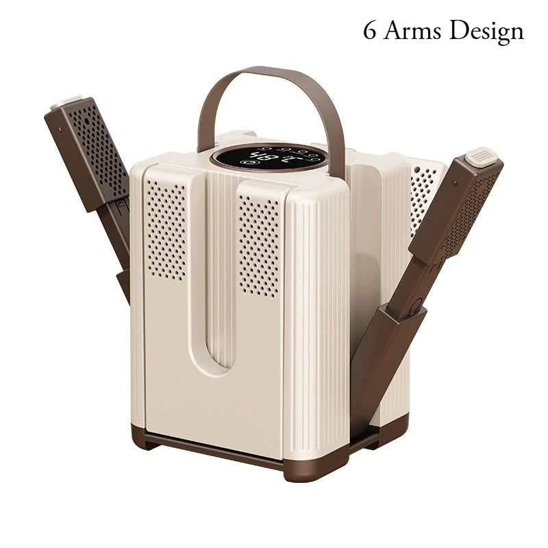 Foldable 6-Arm Shoe & Boot Dryer – Electric Heater with Timer