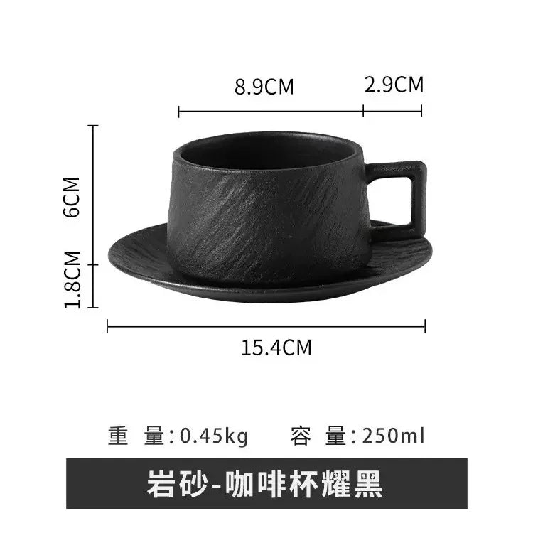 Japanese Rock Sand Ceramic Coffee Cup Set 250ml – Upscale Hotel & Restaurant Style