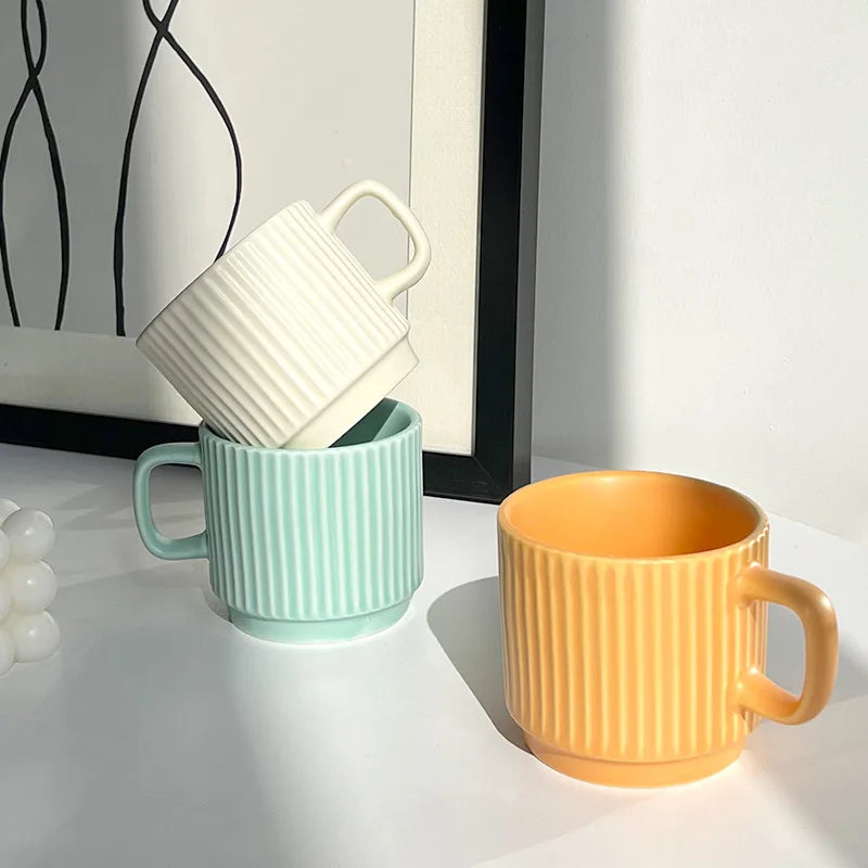 260ml Retro Ceramic Coffee Cup with Saucer – European Style Tea Set