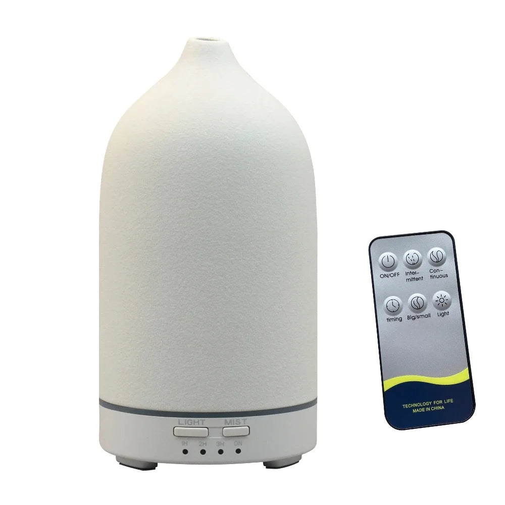 Ceramic Essential Oil Diffuser – Mini Humidifier with LED Lights & Timer