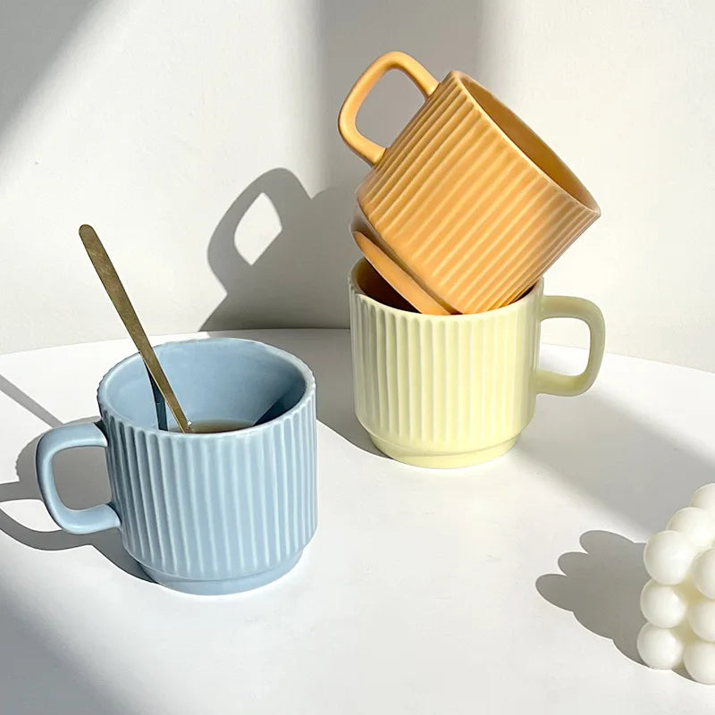 260ml Retro Ceramic Coffee Cup with Saucer – European Style Tea Set