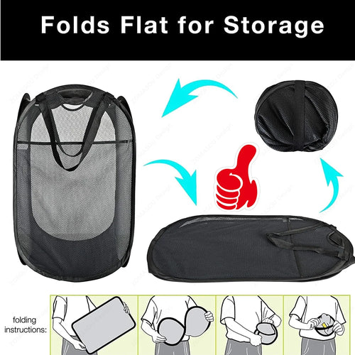 1-10Pcs Collapsible Laundry Basket Dirty Clothes Mesh Pop Up Hamper Storage Basket Toy Storage Bag for Home Bathroom Dorm Travel