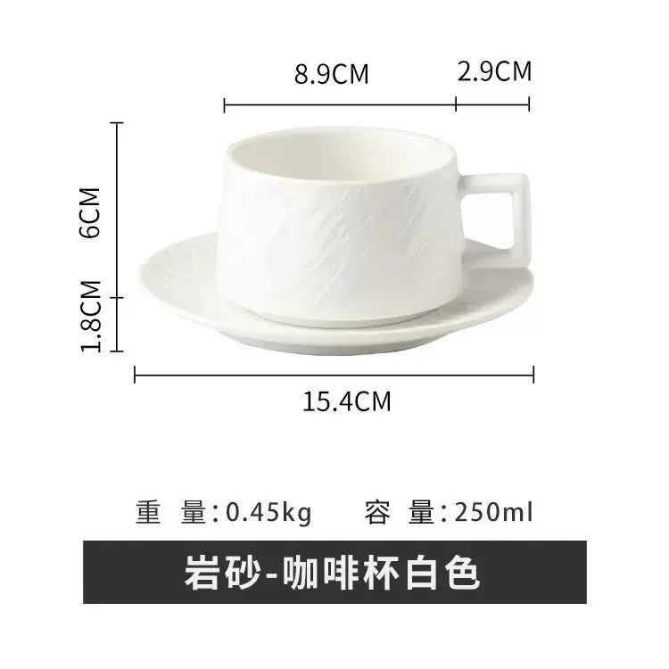 Japanese Rock Sand Ceramic Coffee Cup Set 250ml – Upscale Hotel & Restaurant Style