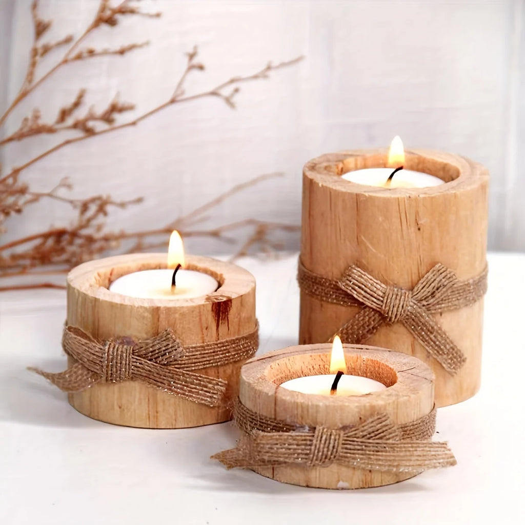 Boho Style 3-Piece Candle Holder Set – Elegant Wedding Table Decoration