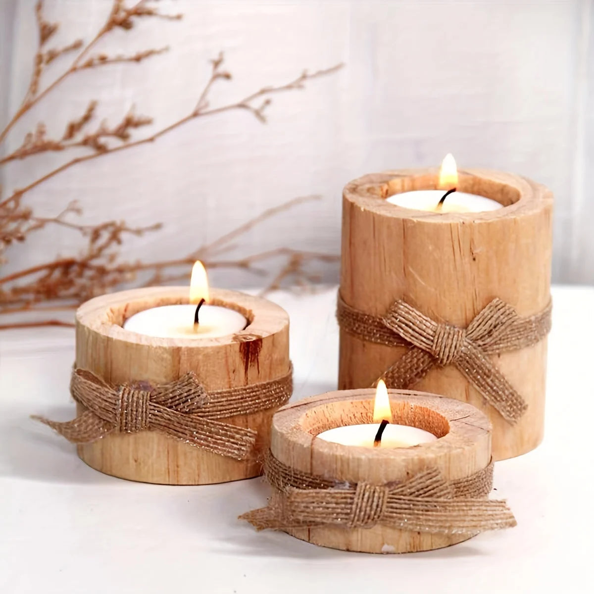 Boho Style 3-Piece Candle Holder Set – Elegant Wedding Table Decoration