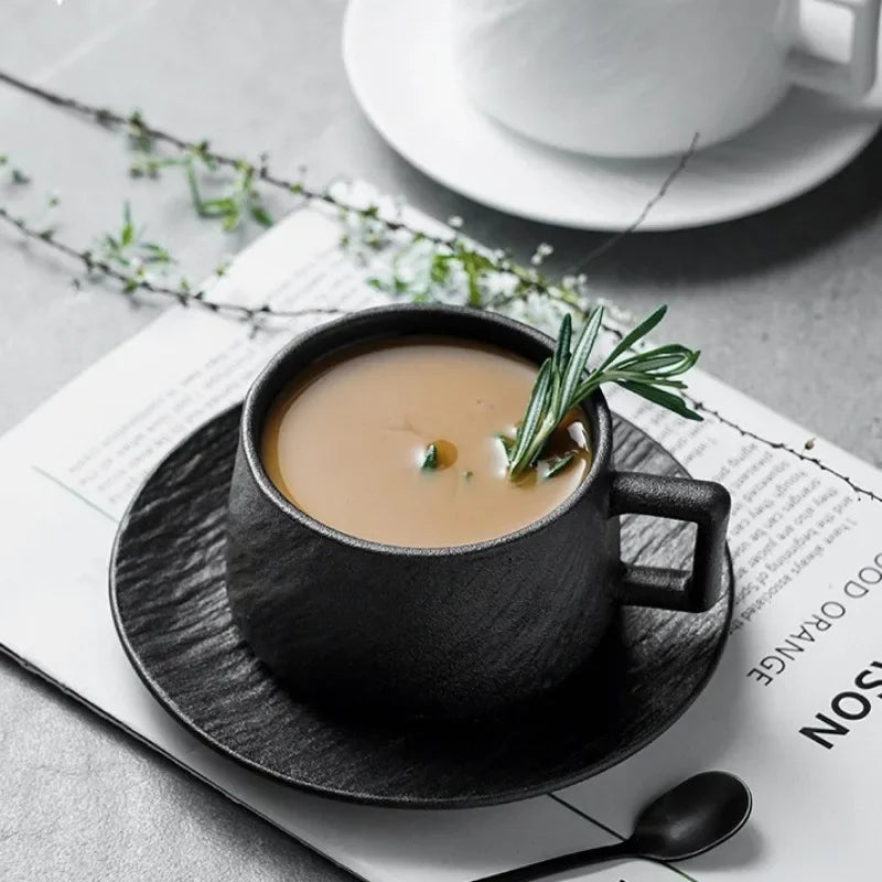 Japanese Rock Sand Ceramic Coffee Cup Set 250ml – Upscale Hotel & Restaurant Style