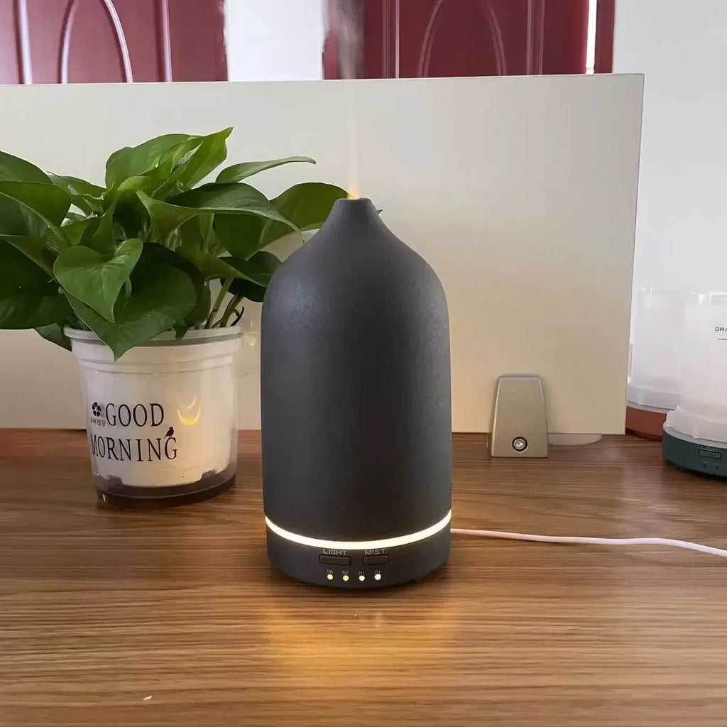 Ceramic Essential Oil Diffuser – Mini Humidifier with LED Lights & Timer