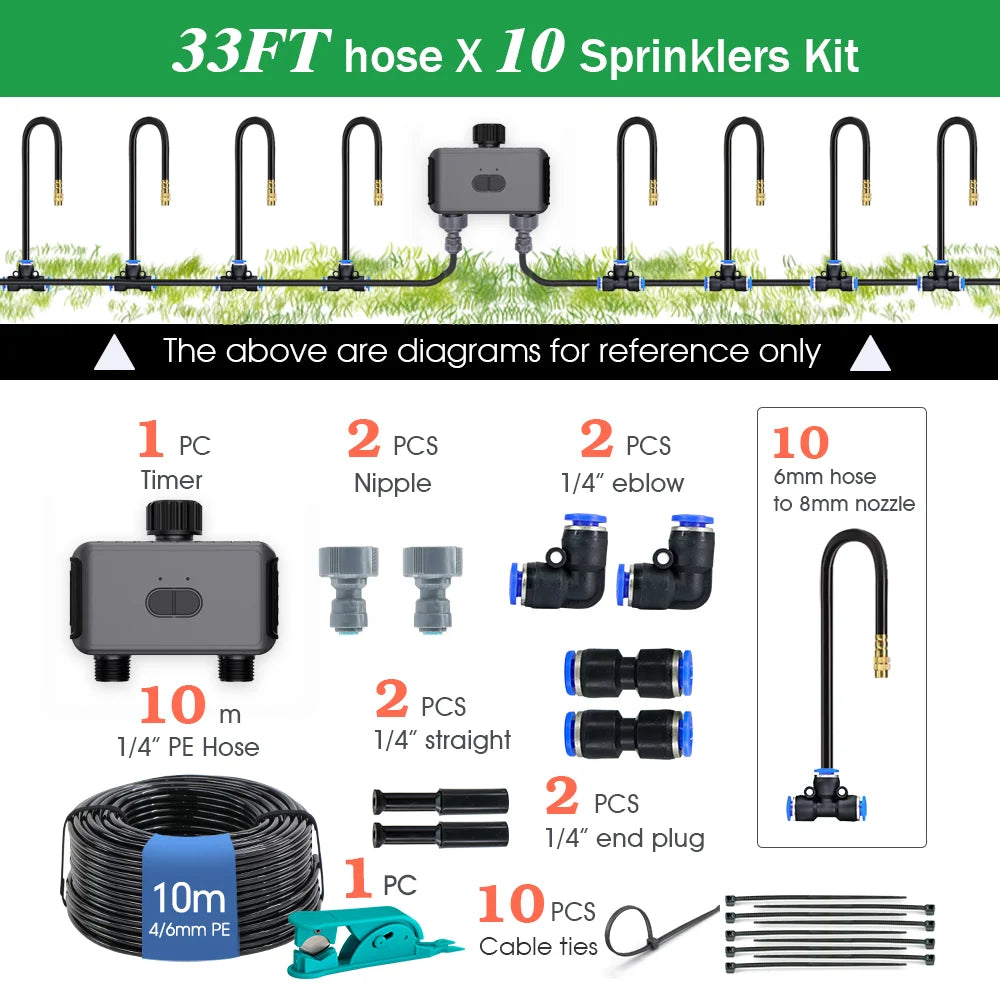 Smart WiFi Bluetooth Gardening Irrigation Timer Mist Cooling Kit APP Customized Watering Program Quick Connection Accessories