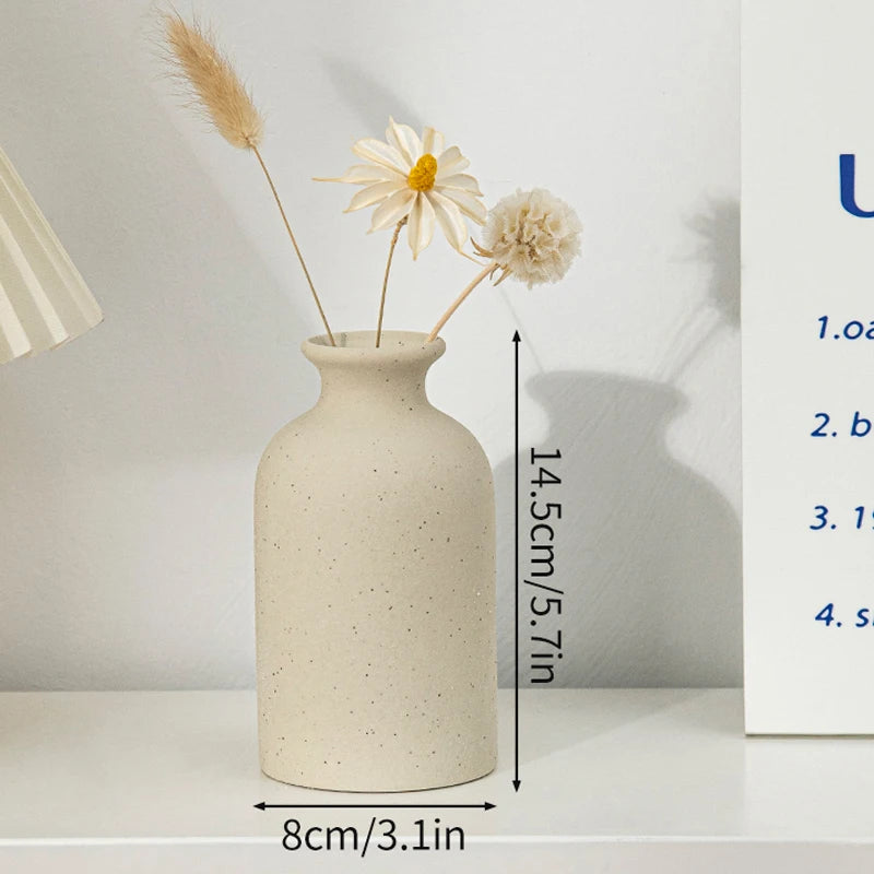 Retro Ceramic Flower Vase – Aesthetic Table Décor for Home & Wedding Gifts