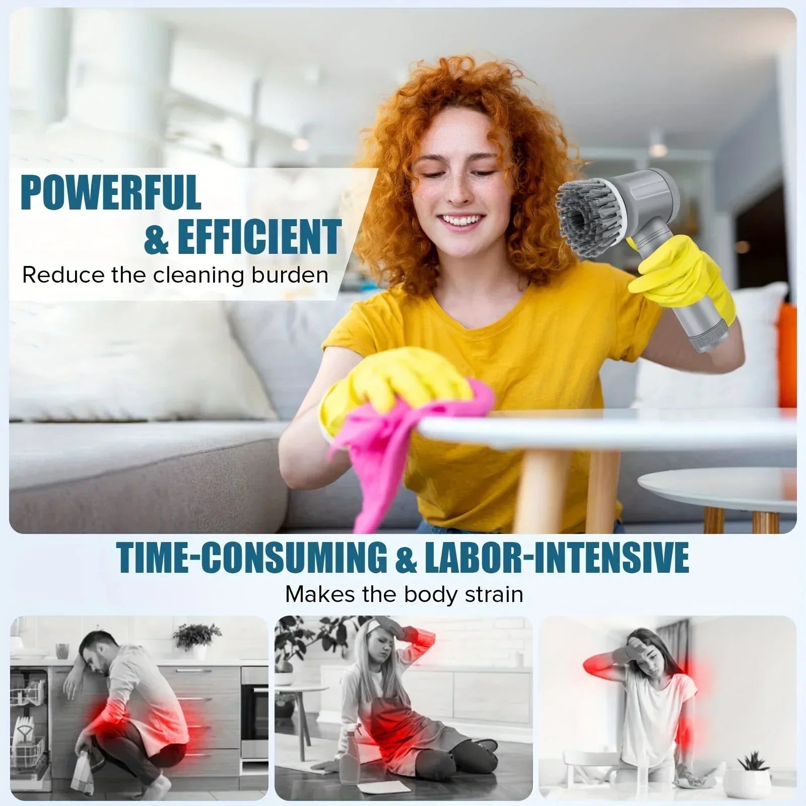 Electric Cordless Spin Scrubber – Cleaning Brush with 6 Replaceable Heads