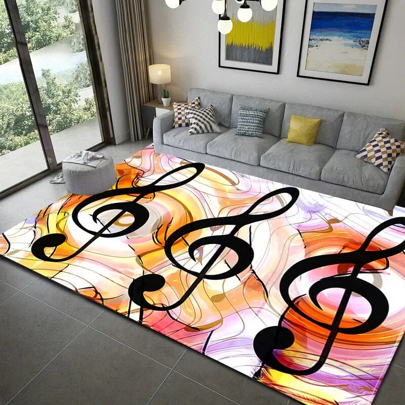 3D Piano Printed Music Non-slip Area Rugs Bedside Sofa Kids Play Crawl Floor Mat Carpets for Home Living Room Bedroom Decoration