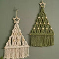 2pcs Boho Macrame Christmas Tree Art Wall Door Window Hangings Xmas Decor Tapestry Handmade Cotton Cord Rope Weaving Decorations
