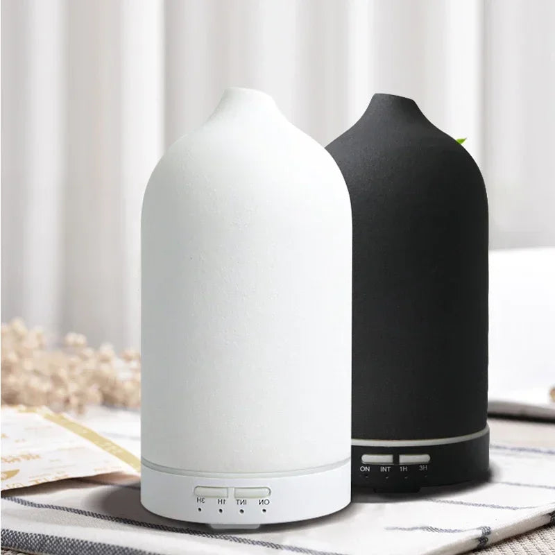 Ceramic Essential Oil Diffuser – Mini Humidifier with LED Lights & Timer