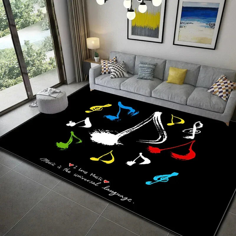 3D Piano Printed Music Non-slip Area Rugs Bedside Sofa Kids Play Crawl Floor Mat Carpets for Home Living Room Bedroom Decoration