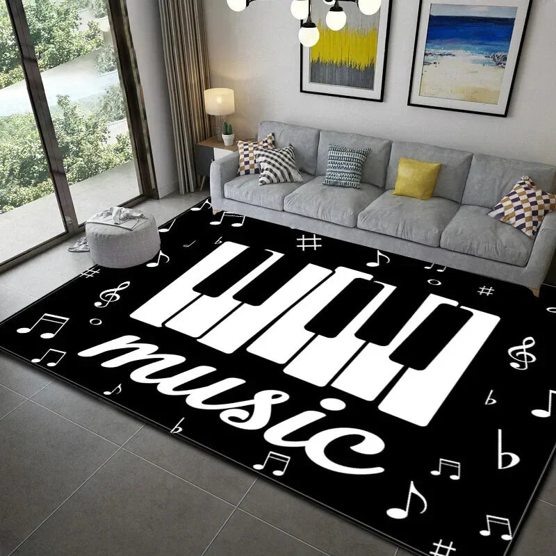 3D Piano Printed Music Non-slip Area Rugs Bedside Sofa Kids Play Crawl Floor Mat Carpets for Home Living Room Bedroom Decoration