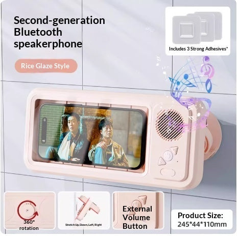 Waterproof Bathroom Phone Case Wall Mount with Bluetooth Audio, Touch Screen & 360° Rotation