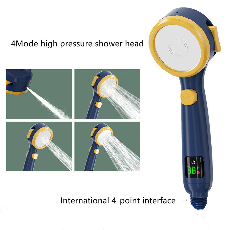 Pressurized Shower Head with Digital Temperature Display