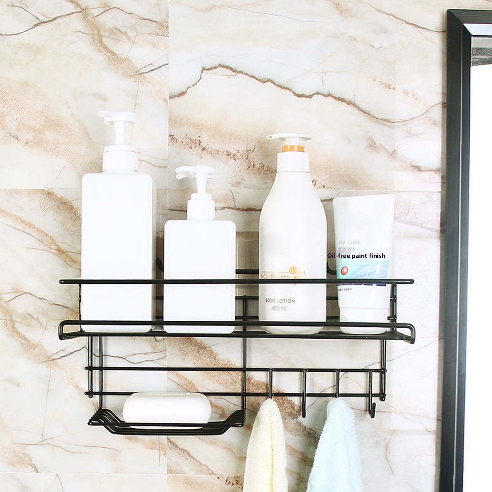 Punch-Free Bathroom Storage Rack – No-Drill Wall Mounted Organizer