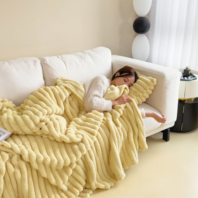 Luxury Bubble Velvet Rabbit Fur Blanket – Double-Sided Thick Warm Throw for Bed & Sofa