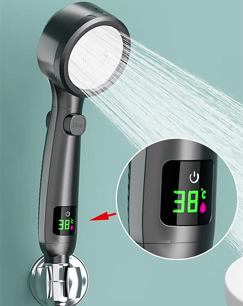 Pressurized Shower Head with Digital Temperature Display
