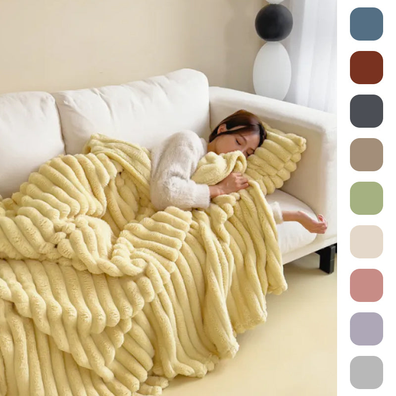 Luxury Bubble Velvet Rabbit Fur Blanket – Double-Sided Thick Warm Throw for Bed & Sofa