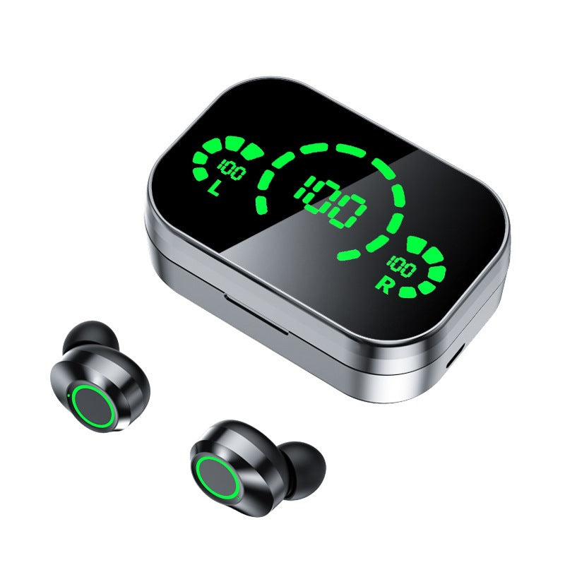 YD03 Wireless Bluetooth 5.3 Headphones - TWS In-Ear Earbuds with Large Mirror Display & LED Breathing Light