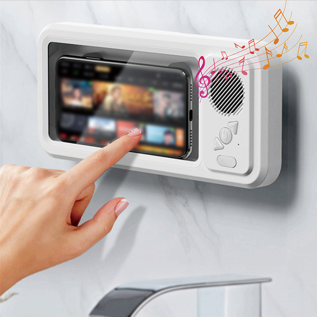 Waterproof Bathroom Phone Case Wall Mount with Bluetooth Audio, Touch Screen & 360° Rotation