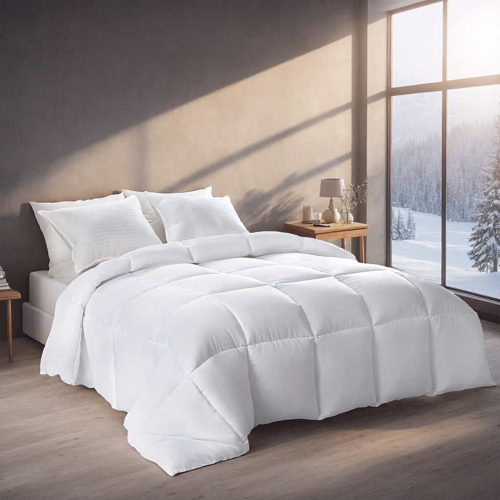 White Oversized Checkered Quilted Duvet – Plush Filling & Luxury Hotel-Grade Comfort