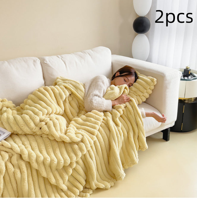 Luxury Bubble Velvet Rabbit Fur Blanket – Double-Sided Thick Warm Throw for Bed & Sofa