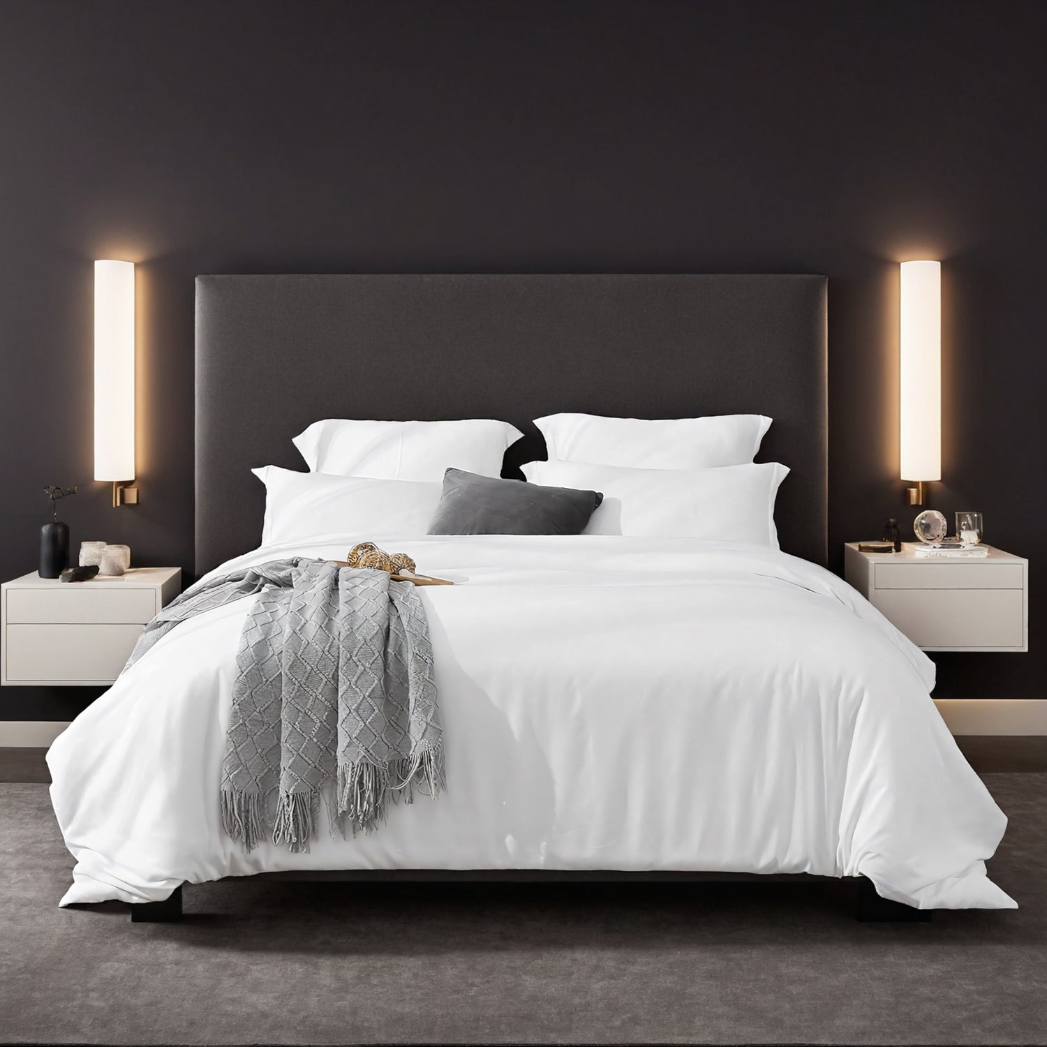 Oversized Duvet Cover Set in Solid Color – Premium Microfiber, Hotel-Style Minimalist Design (White & Pink)