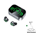 YD03 Wireless Bluetooth 5.3 Headphones - TWS In-Ear Earbuds with Large Mirror Display & LED Breathing Light